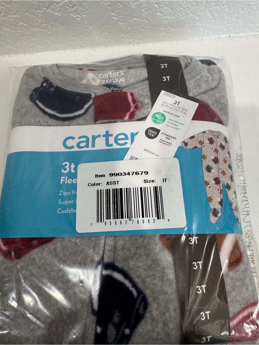 Carter's Gray Fleece Footie Boys Pajama 3T